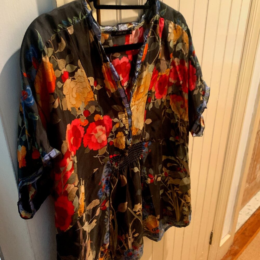 Johnny Was Silk Floral Bouse